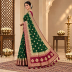 Morpankh Rani Banarasi Silk Saree Green