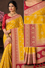Morpankh Rani Banarasi Silk Saree Yellow