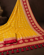 Morpankh Rani Banarasi Silk Saree Yellow